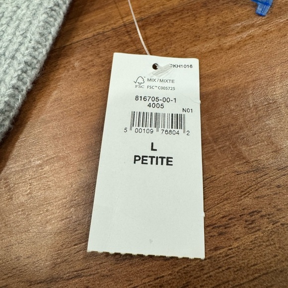 GAP Ribbed Knit Lounge Pants L Petite Gray Wide Leg Soft Cozy Stretch - Picture 4 of 8